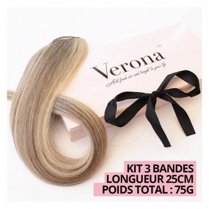 Kit d'Extensions à Clips 3 Bandes Mi-Longues (75g - 25cm) pour cheveux fins/normaux